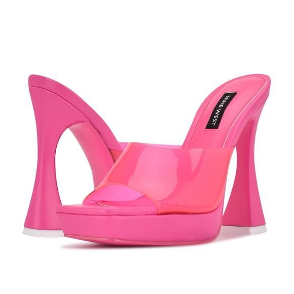 Nine West Barbie Style Barbiecore Ansel Pink Mules Platform Heels Shoes 7.5 - Picture 1 of 10